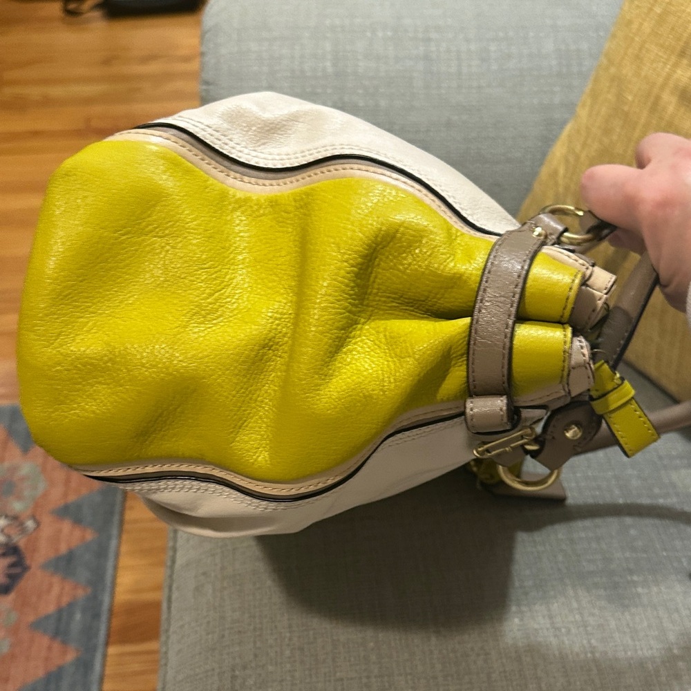 Coach White and Yellow Satchel - Picture 8 of 12